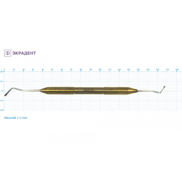 04-11 - штопфер шарообразный изогнутый - гладилка средняя 2,0/2,0., Экрадент (Россия)