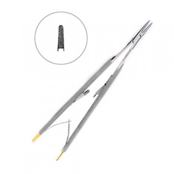 Иглодержатель хирургический прямой Castroviejo-Gomel TC,16 см, HLW Dental Instruments (Германия)