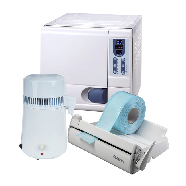 Комплект Runyes: автоклав Wave 18 (18 л) + дистиллятор Drink (4 л) + запечатывающее устройство Seal 120 | Runyes (Китай)