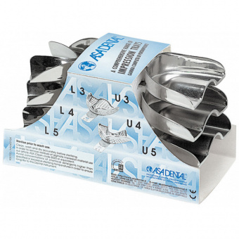 Ложка слепочная, набор 6 штук, без перфорации без бортиков, Asa Dental (Италия)